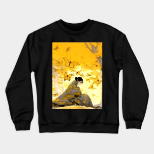 Autumn: Japanese Woman in a Contemplative Moment on a Dark Background Crewneck Sweatshirt